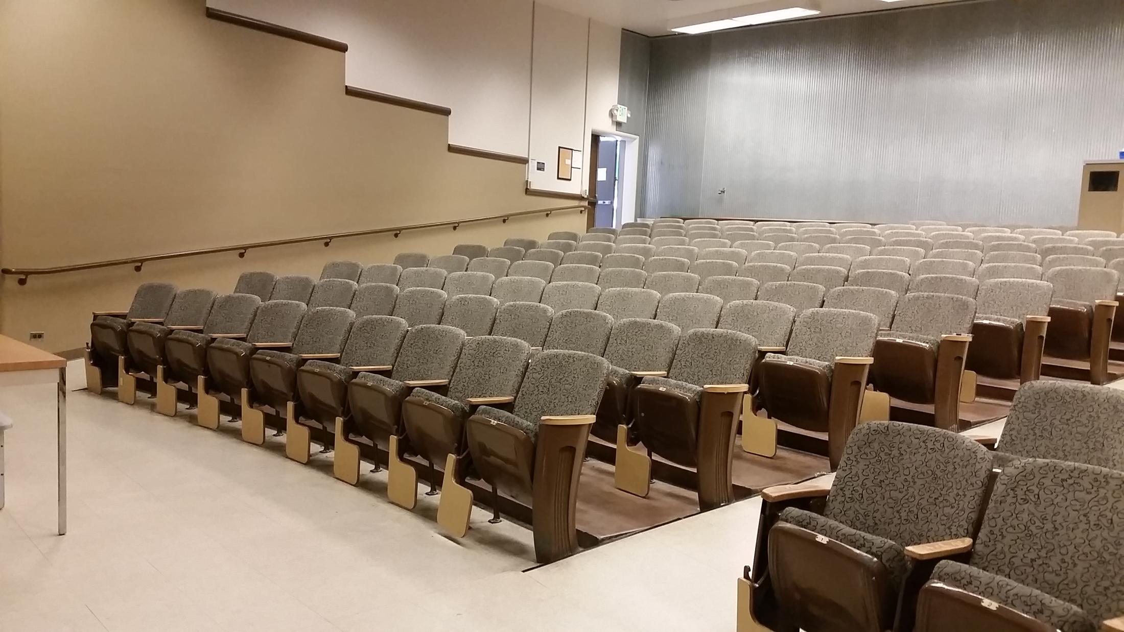 a classroom with little slope in the floor