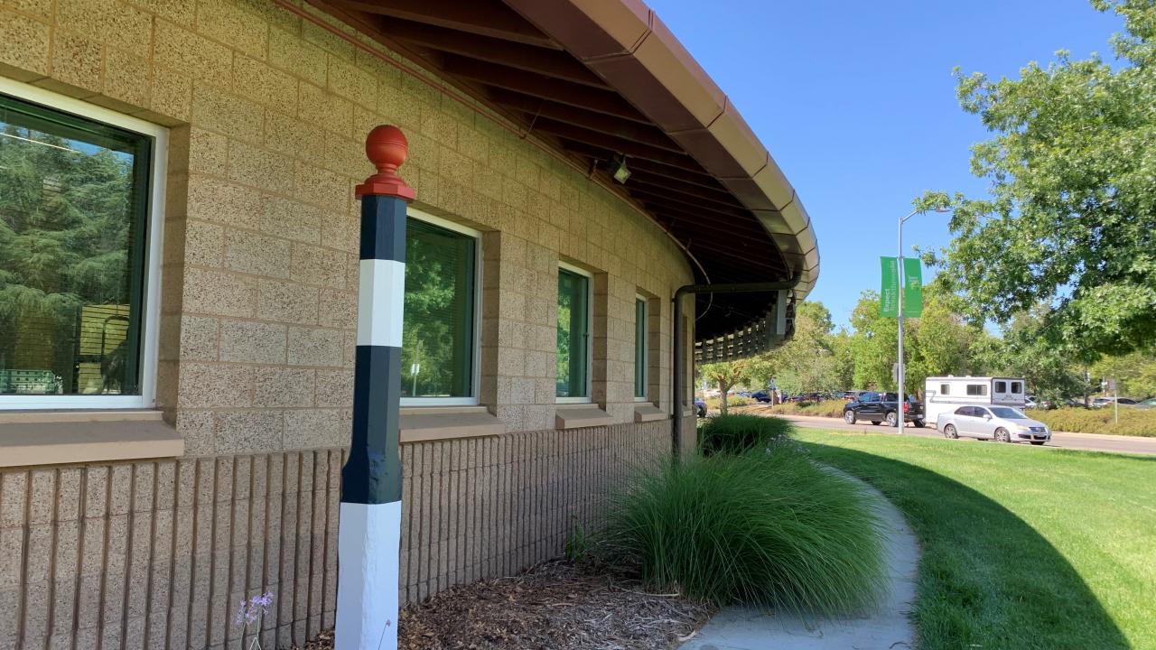 wooden striped racing poles