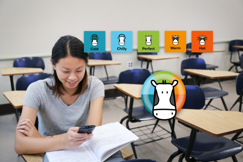 A student using TherMOOstat in a classroom